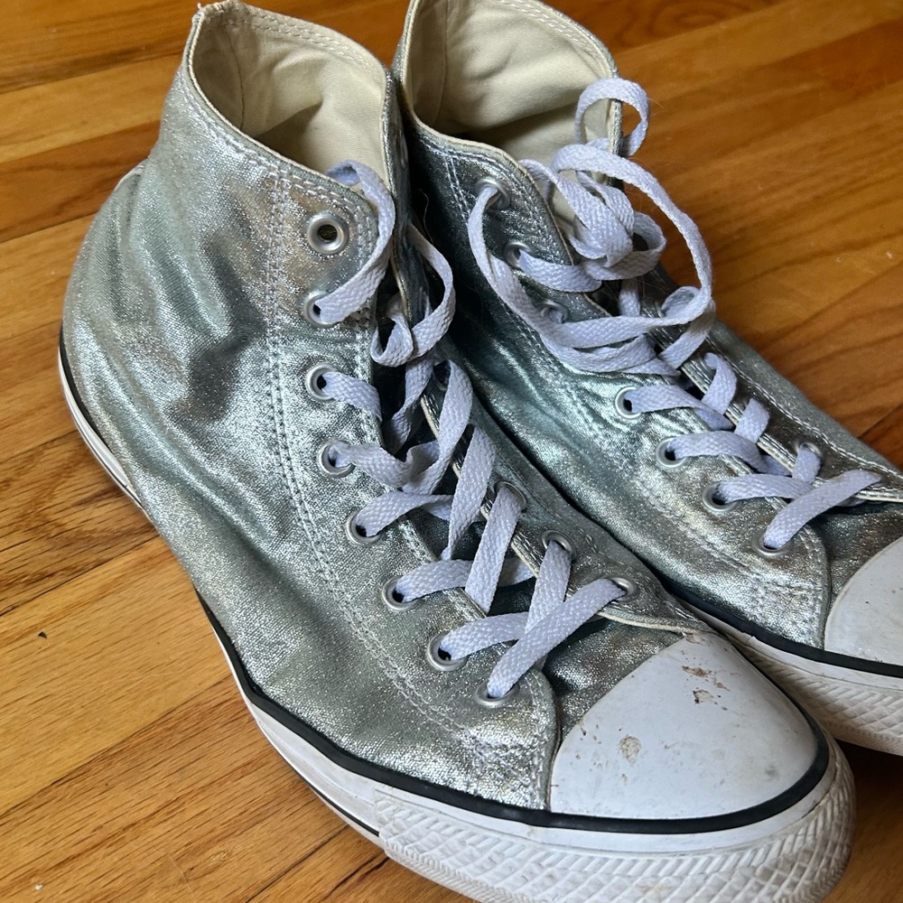 Sparkle blue ice Converse all star sneakers size 10mens